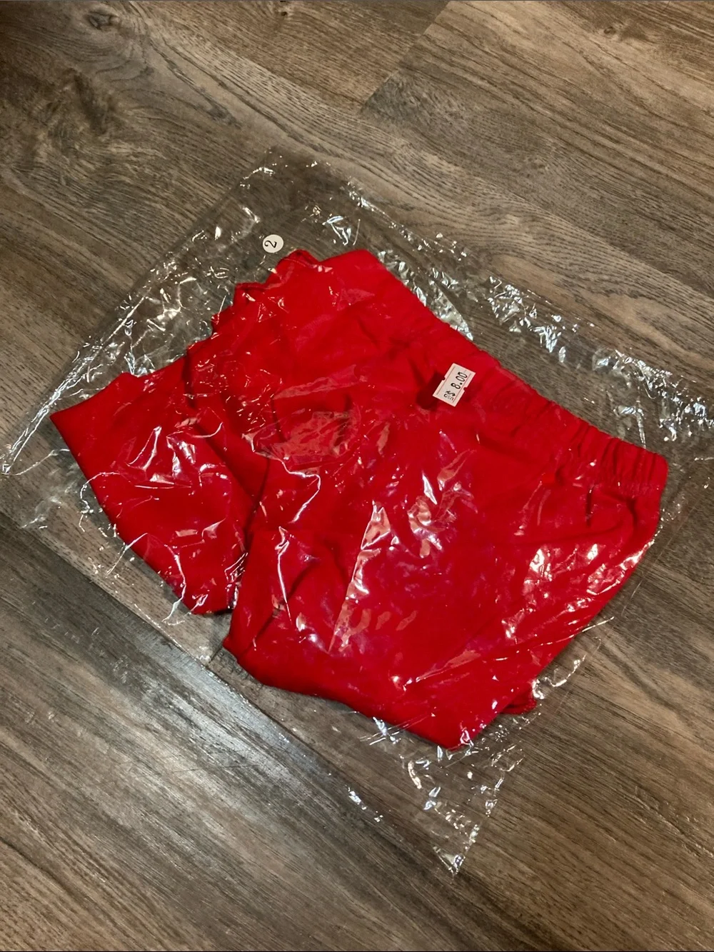 Girls Red Ruffle Hem Knit Pants